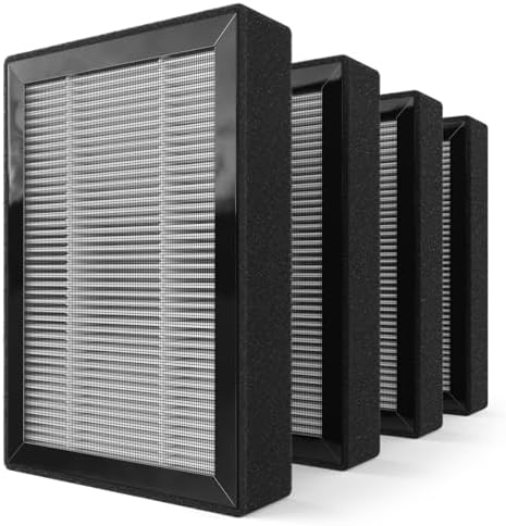 LV-H128 Replacement Filter for LEVOIT LV-H128, PUURVSAS (HM669A), ROVACS (RV60) Air Cleaner Purifier, LV-H128-RF, 4 Pack