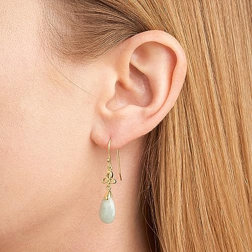 MORGAN & PAIGE .925 Sterling Silver 18K Gold Plated Teardrop Cut Genuine Green Jade Necklaces for Women or Jade Earrings for Women - Celtic Knot Drop Earrings and Wire Frame Pendant Necklace Jewelry2