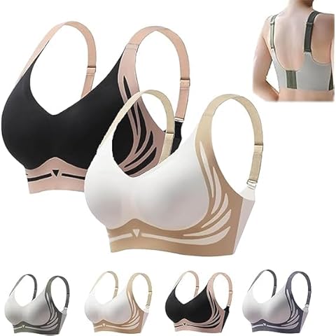Stellwise Bras, Stillwise Bras for Older Women, Stellwise Ellebloom Bras, Super Gather Wireless Push-Up Bra (US, Alpha, Medium, Regular, Regular, Beige+Black) Cover