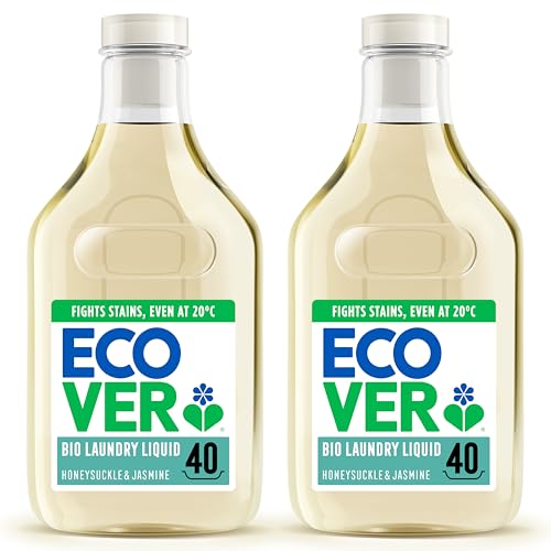 Ecover Concentrated Bio Laundry Detergent Laundry Washing Liquid Honeysuckle & Jasmine 2x Pack of 40 Washes 2x 1.43L