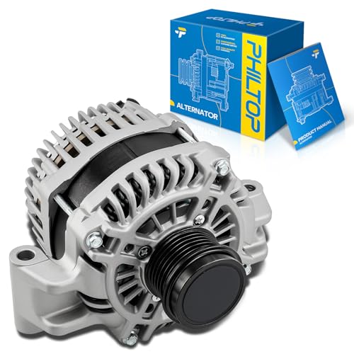 Image of PHILTOP Alternator Fit for Chrysler 200 2015-2017 2.4L, Compass 2018-2022 | Cherokee 2014-2019 2.4L, Renegade 2015-2021 2.4L, ProMaster City 2015-2022 11554 12V 160Amp CW SD6 6-Groove Pulley