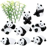ONEST 16 Pieces Mini Panda Figurines Set Miniature Model Pandas Bamboo Toys Pandas Cake Toppers Decoration Small Panda Figures for Kids Toddlers Birthday Gift