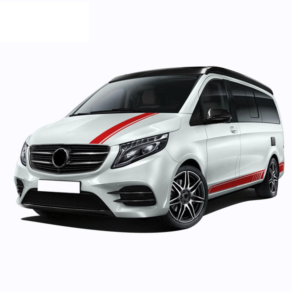 Autocollant de Capot de Voiture 3 pièces Autocollant de Jupe à Rayures latérales de Porte, pour Mercedes Benz Classe V W447 Vito Viano 2014-présent AMG, Autocollants de Jupe latérale