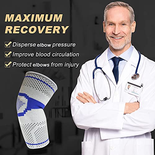 Intelive Elbow Brace Support Sleeve For Men&Women(2 Pack), Elbow Compression Sleeve With Silicone Pad For Tennis Elbow, Golfers Elbow, Arthritis, Tendonitis, Workouts, Weightlifting, Relief Elbow Pain #TOP4