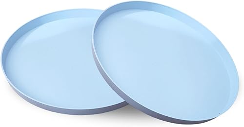 Miniatura 9 de Paquete de 2 bandejas redondas de plástico para servir bandeja ligera de 13 pulgadas bandeja de té para fiesta reutilizable restaurante comida