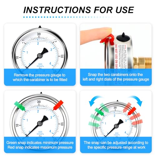 Image of MEANLIN MEASURE 0~60Psi Liquid Filled Pressure Gauge 1 /4 inch NPT 2.5 inch FACE DIAL Stainless Steel Glycerin Filled WOG Water Oil Air Back Mount (with 2PCS Snaps)
