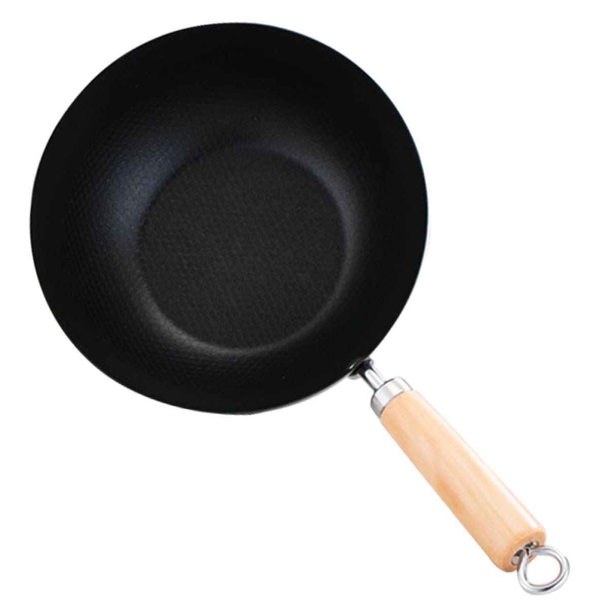 Amosfun Padella Wok Antiaderente in Acciaio Inox 22 Cm senza Coperchio con Manico Ergonomico in Legno, Mini Padella per Uova e Cottura Uniforme su Tutti i Fornelli, per Cucina Casalinga