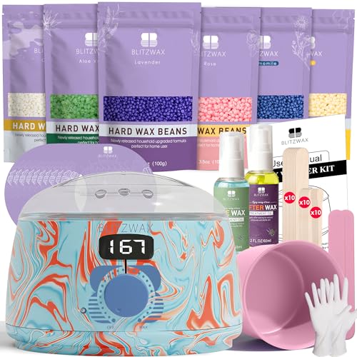 BLITZWAX Waxing Kit for Women, Coarse Hair Removal Hard Wax Warmer Home Kit