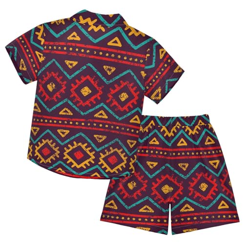 Image of Sunflower Floral Yellow Black Short Sleeve Hawaiian Button Down Shirts and Short Sets for Boys Toddler Summer Outfits
