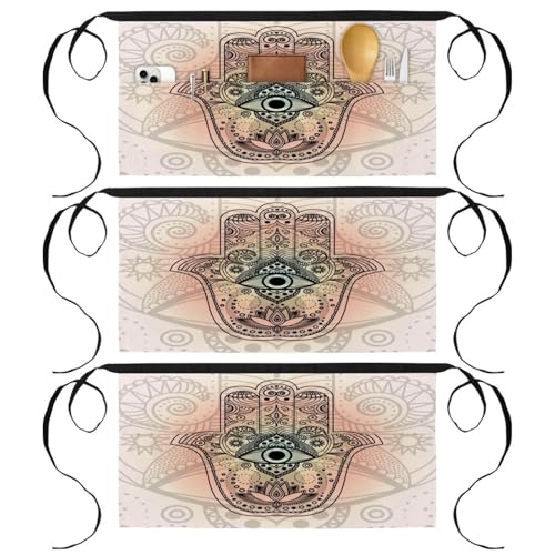 Tablier court de chef lot de 3 symbole de force et de bonheur pour votre cuisine