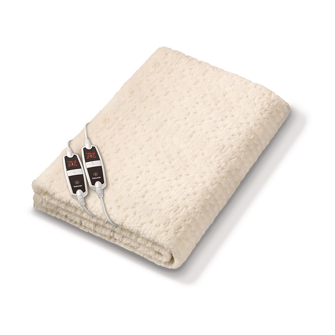 Beurer German Engineering UB 56 Double Electric Blanket I Fast Heating I Teddy bear fabric I Dual Temperature Controller