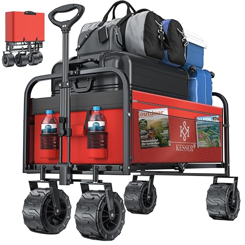 KESSER® Bollerwagen faltbar max. bis 150kg belastbar mit Breiten Vollgummi Reifen | Handwagen...