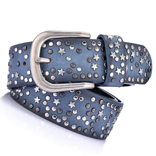 Ceinture en cuir cloutée pentagramme brillant et look western tendance chic