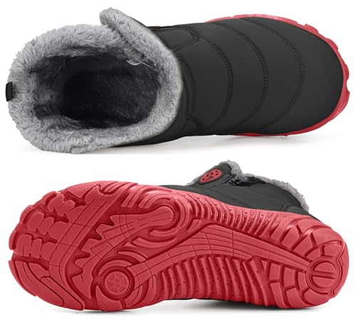 Image of Hsyooes Womens Mens Barefoot Boots Winter Snow Boots Wide Width | Warm Ankle Booties,Fur Lined,Zero Drop Sole,Wide Toe Box