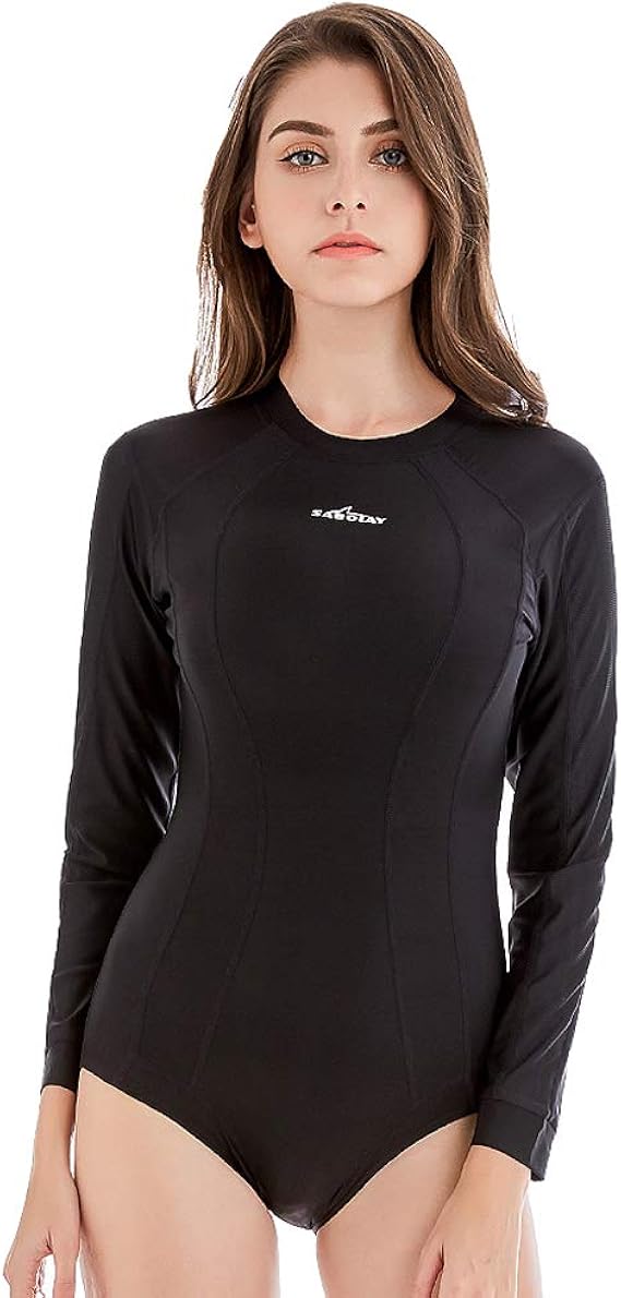 Amazon Baronhong Backジッパーロングスリーブワンピース水着ラッシュガード タンキニ 通販