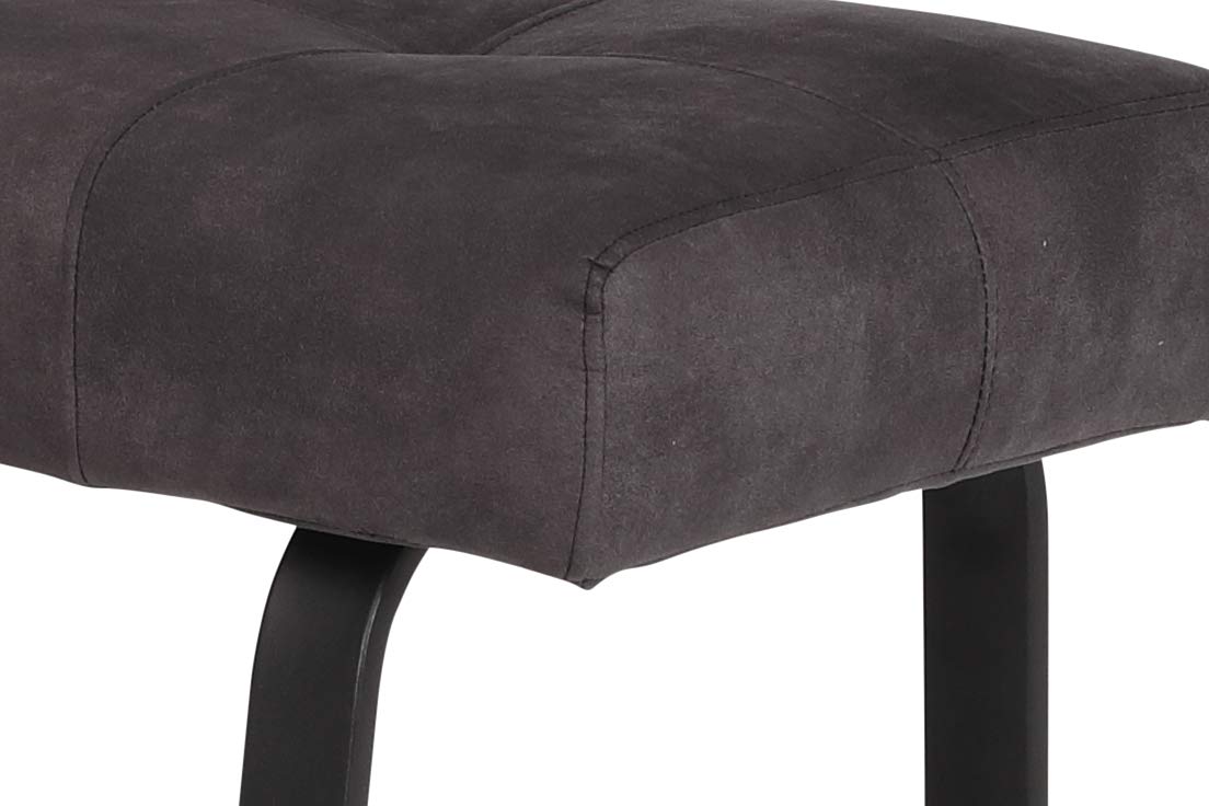 Hela Tische, Luise Banco Esquinero con Respaldo de Microfibra Antracita, Estructura Metálica Antideslizante Estilo Trineo Color Antracita, Asiento Cómodo con Muelles, 152 x 202 x 92 cm
