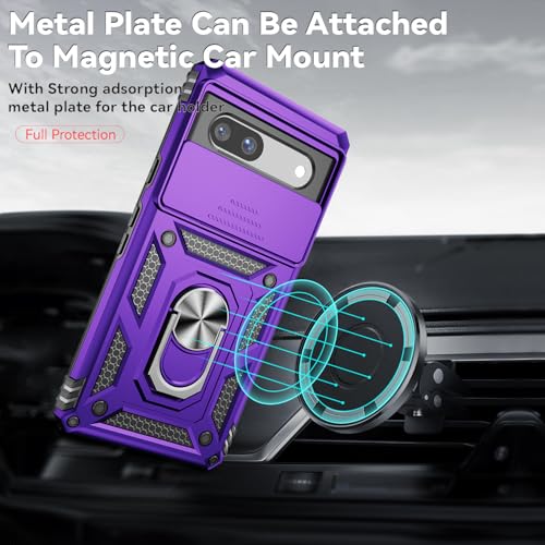Coque Pixel 7A antichoc violette robuste avec béquille magnétique