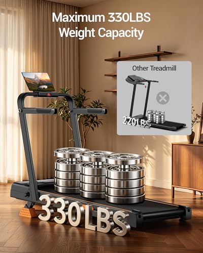 Image of 5-in-1 Walking Pad Treadmill with 17% Incline, Quiet Under Desk Treadmills for Home & Office, Compact Foldable Treadmill with Handles and 3.0HP Brushless, 330 LBS Capacity