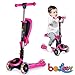 Produktbild BELEEV 2-in-1 Kinderroller Dreiradscooter mit Abnehmbarer Sitz, Kinderscooter mit 3 Rädern für Kleinkinder Mädchen Jungen, 4 Einstellbare Höhe, PU LED Leuchtenden Rädern für Kinder (Rosa)