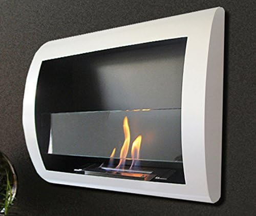 Chic Fireplaces Charleston Luxury Matte White Metal Wall Mount Ventless Bio Ethanol Fireplace with Burner Insert