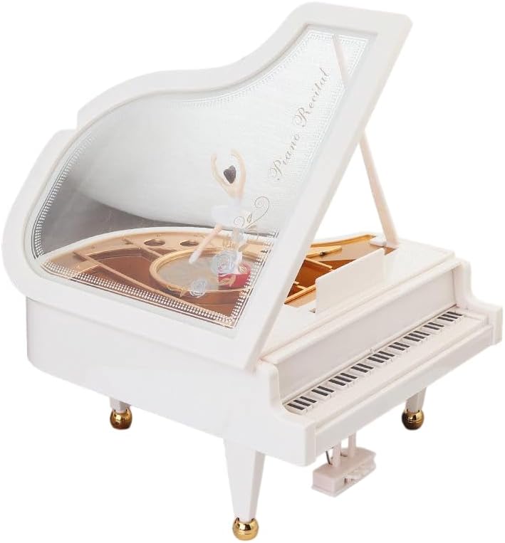 Vintage Music Box Collection, Nostalgic Dancer Piano with Spinning Ballerina, Sewing Machine, Projector, Phonograph Decorative Musical Boxes (2027 upright piano dancer)