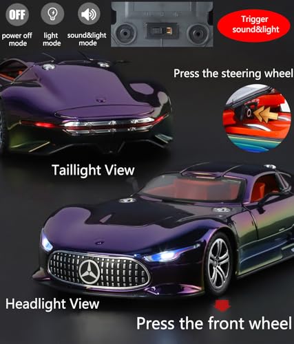 Modelo de Coche de Juguete iLooboo 1:24 Morado AMG Vision GT miniatura 4