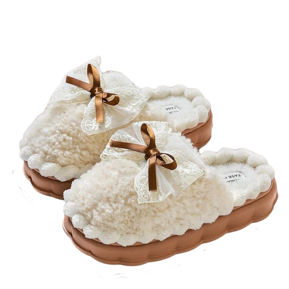 EIVCIVB Cute Butterfly Fuzzy Women's Slippers Winter Fluffy Open Toe House Slippers Slip On Plush Bedroom Shoes Indoor Outdoor
