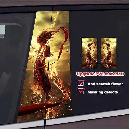 Image of Blueshyhall 2PCS Ne Zha 2 Personalized Vehicle Door Pillar Sticker, Car B-Pillar Vinyl Decals Waterproof Sun Protection Scratch Cover