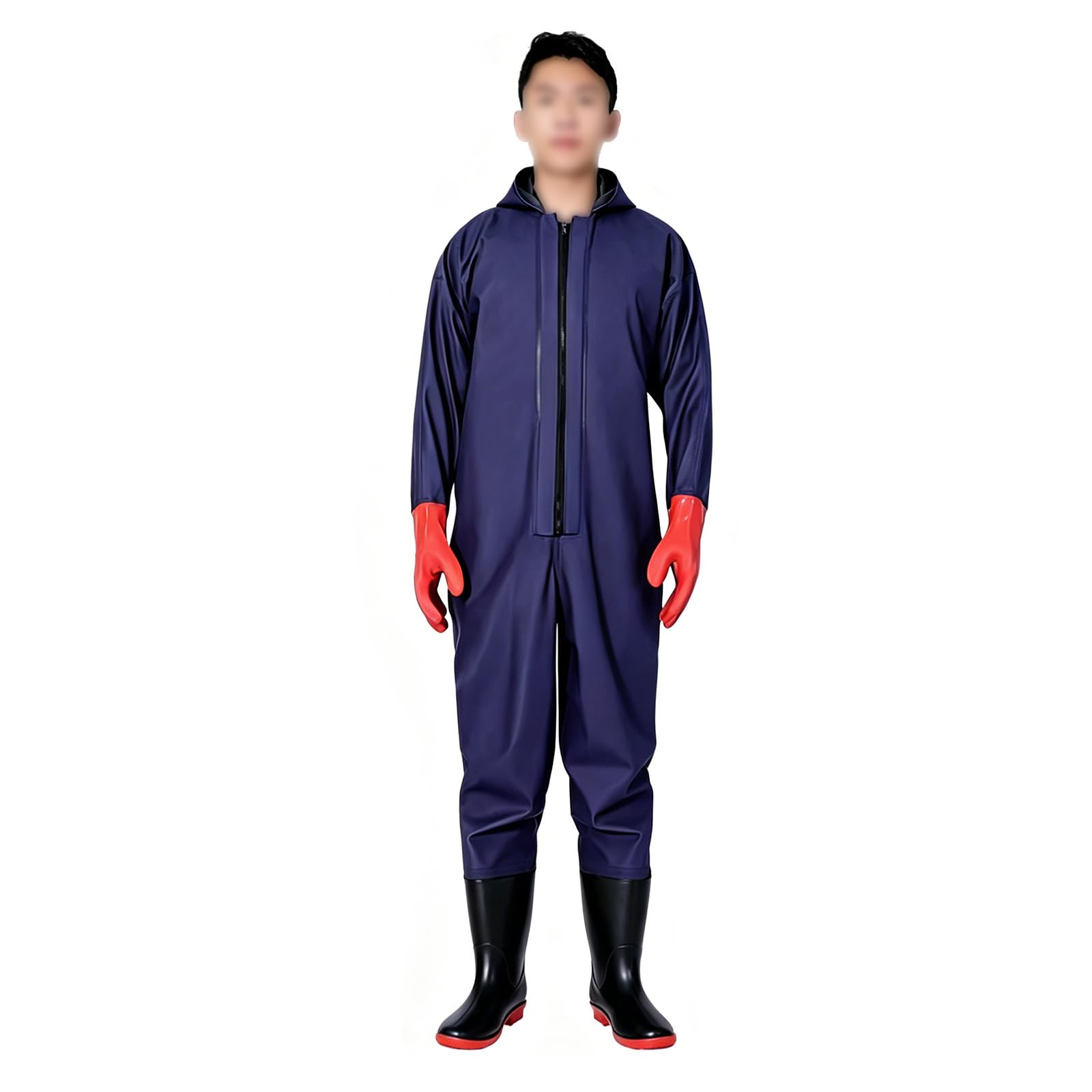 Waders da Pesca con Cappello Antipioggia e Guanti, Waders con Stivali (Stivali di Gomma), Impermeabili, Traspiranti, Integrali, Ideali per Lavori Edili, Giardinaggio