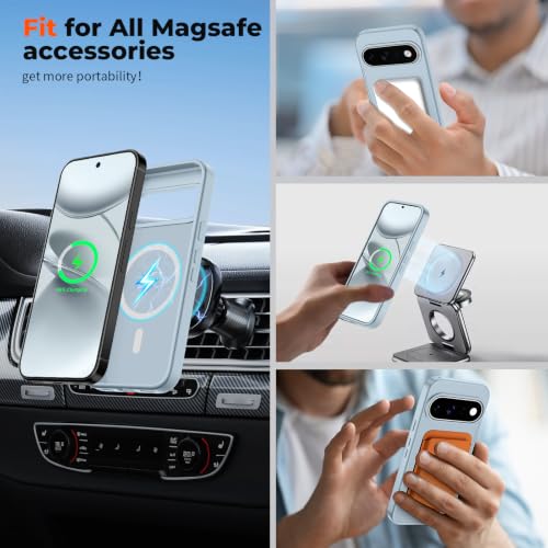 Image of SUPFINE Magnetic for Google Pixel 11 Pro XL Case - Sliver Blue | With Screen Protector,Translucent Matte,Built-in Magnets,Military Grade Drop Protection,Shockproof Phone Cover