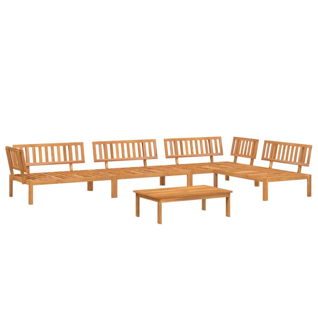 Divani angolari da giardino in legno massello di acacia – Divano ad angolo durevole in legno di acacia per esterni – Divani modulari per pallet Outdoor Lounge Set – Comodo divano da giardino