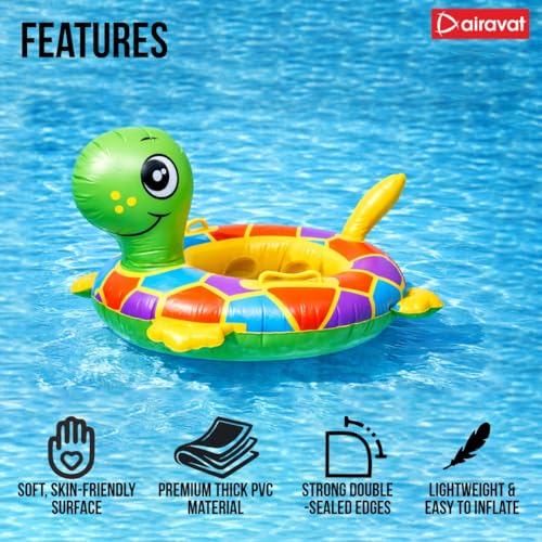 Image of Airavat Floats for Pool, Inflatable Pool Floats Swimming Ring, Swimming Float for Junior, Inflatable Floater, Water Float for Kids Swimming Pool Beach Summer Water Float Party Outdoor (Green Turtle)