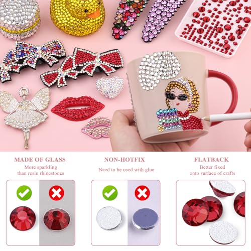 Image of 2000PCS SS16 /4mm Crystal Glass Rhinestones for Bedazzling (Dark Siam) | Flatback Rhinestones for Crafting DIY Nail Art Makeup Decoration, Gems Diomand Charms for Tumbler Shoes Clothing Mug