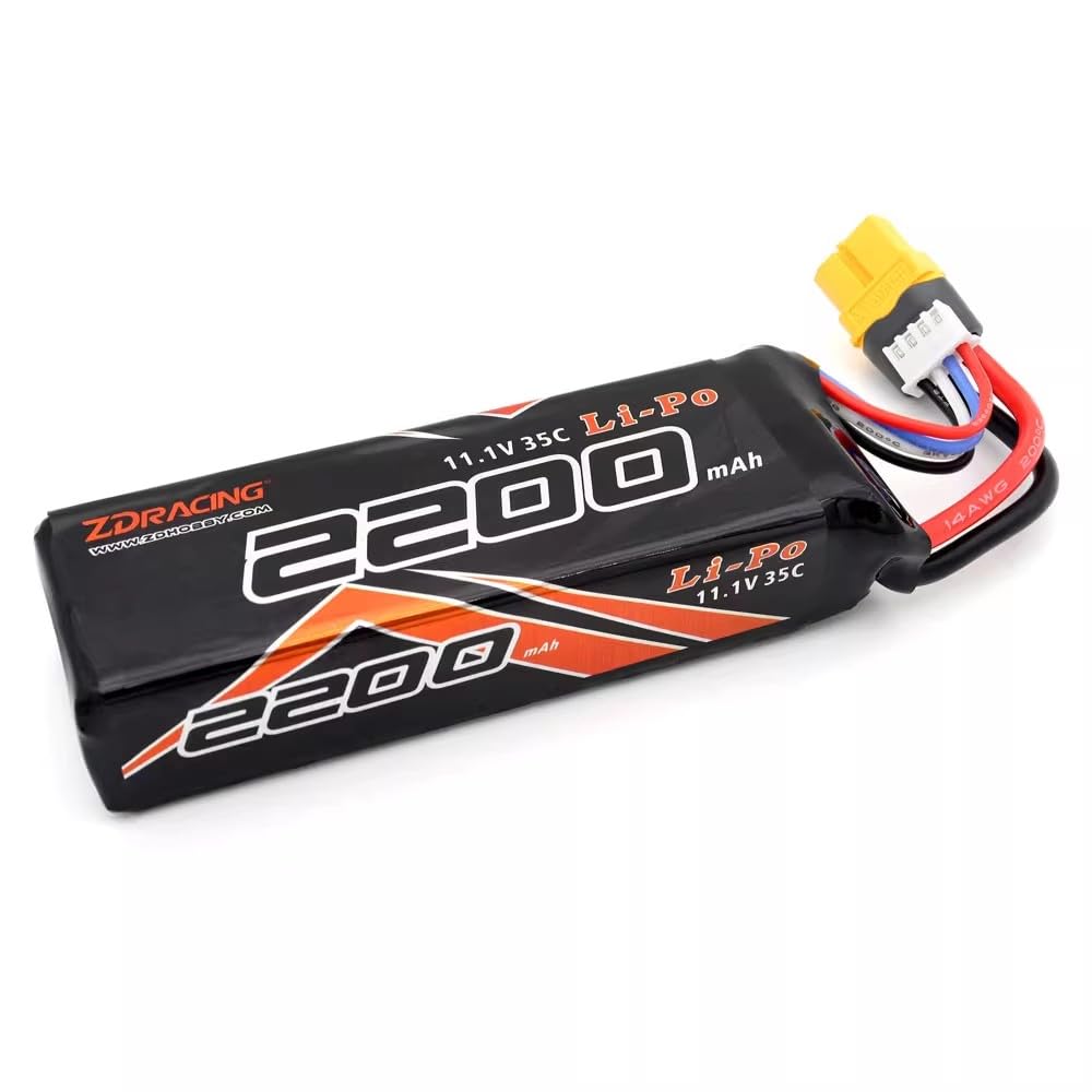 ZD Racing Batterie Lipo 2200 mAh 11,1 V 35 C 3S pour ZD Racing MT16 BX12 RX12 RLAARLO XTS P12 Gladiator X12 RC Voiture télécommandée