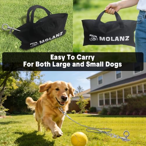 MOLANZ Heavy Duty Dog Tie Out Stake with Shock Absorbing Spring, 20ft Cable, 304 Stainless Steel Anchor, 2x360° No Tangle Swivel for Large Medium Small Dogs, Yard & Camping (Stake/20ft Cable/250lbs) by MOLANZ - Used condition - Image 3