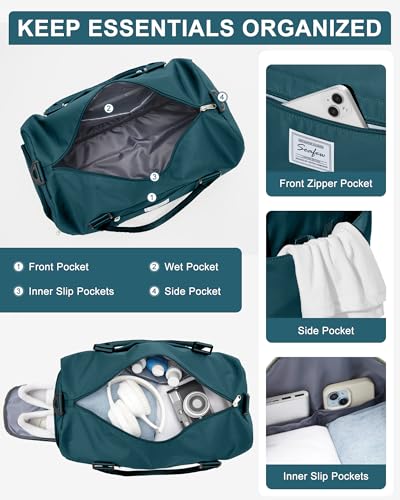 Image of Gym Bags Womens Mens with Shoes Compartment and Wet Pocket Travel Duffel Bag for Women for Plane Sport Gym Tote Bags Swimming Yoga Waterproof Weekend Overnight Bag Carry on Bag Hospital Holdalls