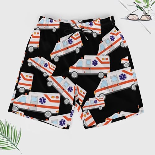 Ambulance Emergency Medical Technician Beach Shorts for Men Swim Trunks Quick Dry Swim Shorts with Compression Liner Pocket3