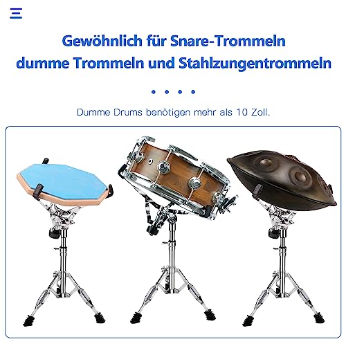 aleawol Snare Drum Ständer Höhenverstellbarer 40-55cm, Verstellbarer Winkel, Doppelstrebig Trommel Ständer für 25-38cm Snares Handpan Dumme Trommeln Stahlzungentrommeln