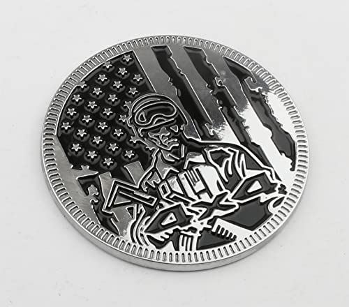 Image of CONGCONG for Jeep Emblem babge National Flag Veteran Metal Automotive Badge Specifically Designed for The Jeep Wrangler Cherokee - Stick it Anywhere(Veteran Silver Black)