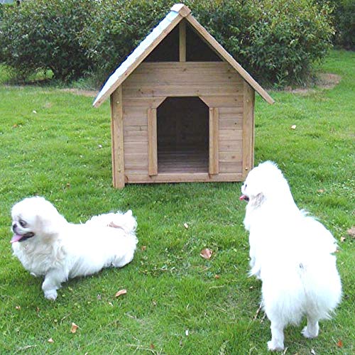 Melko Hundehütte Hundehaus Blockhaus-Stil Haustierhütte Outdoor Hundehöhle aus Holz Hundeschlafplatz für mittelgroße Hunde