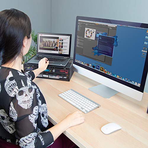 Mount-It! Computer Monitor Stand With Drawers, Metal Mesh Riser And Organizer For Laptops And Computer Screens, Desk Organizer With Two Pullout Storage Drawers, Ideal For Desktop, Laptop, And Printer Accessories And Office Supplies (Black) #TOP3