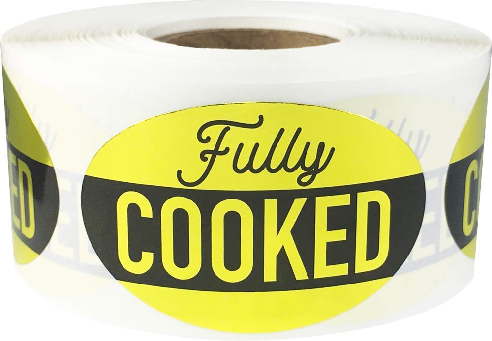 Fully Cooked Grocery Store Food Labels 1.25 x 2 Inch 500 Total Adhesive Stickers