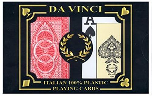 DA VINCI Ruote, Italian 100% Plastic Playing Cards, 2-Deck Poker Size Set, Jumbo Index w/Hard Shell Case and 2 Cut Cards