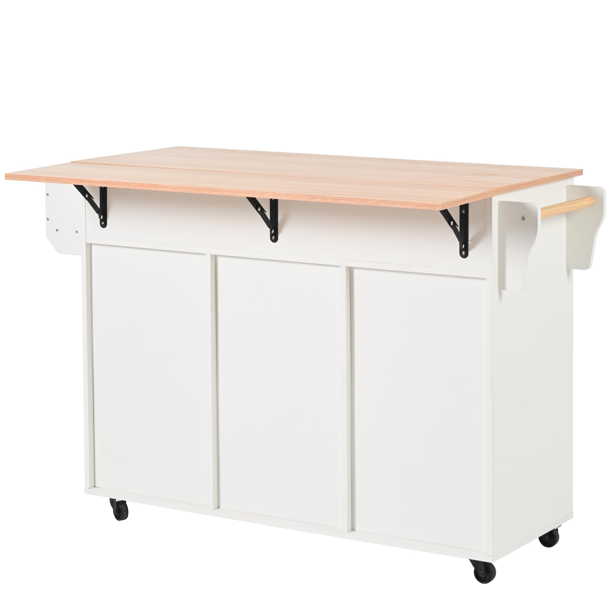 Carrello Credenza Multifunzione Con Piano In Legno - Blu, Ruote E Piedini, Per Cucina