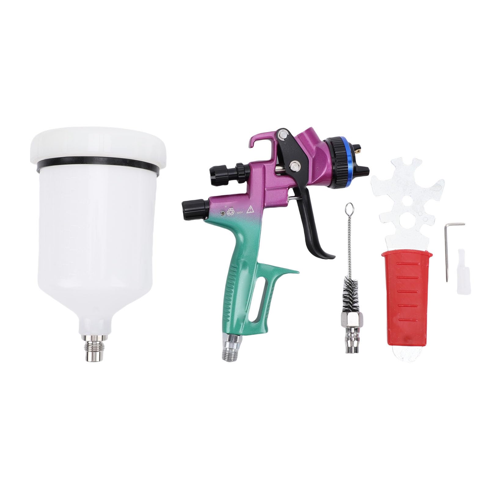 Hyuduo Kit Pistola a Spruzzo Professionale HVLP, Lega di Alluminio 600 Ml, Ugello da 1,3 Mm per Verniciatura di Mobili e Lavorazione del Legno