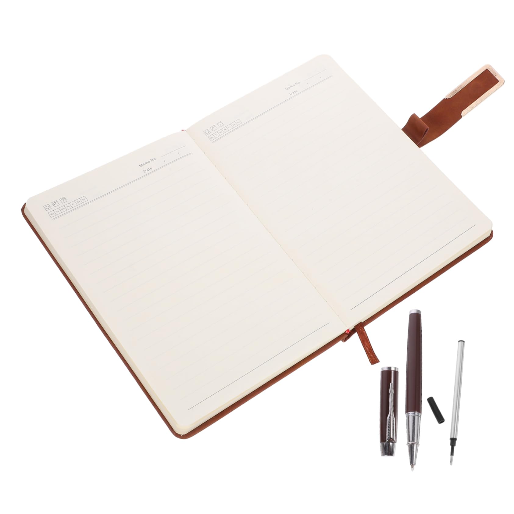 3 Ensembles Carnet de Notes Rétro Business avec Stylo Carnet de Planification Journalier Portable Couverture PU Marron avec Boucle pour Prise de Notes et Organisation Quotidienne