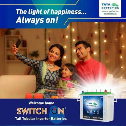 Image of Tata Green Batteries Switch-On INTT240072 200AH Tall Tubular Inverter Battery with 72 Months Warranty for Home, Office & Shops