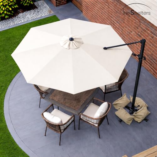 Image of THESHELTERS - Premium Garden Umbrella 360 Degree Rotating Stylish and Durable Outdoor Garden Umbrella with Heavy-duty Water Base (95Kgs)- Patio and Lawn Umbrella, 2.5x2.5m Big Size Outdoor Umbrella with Stand