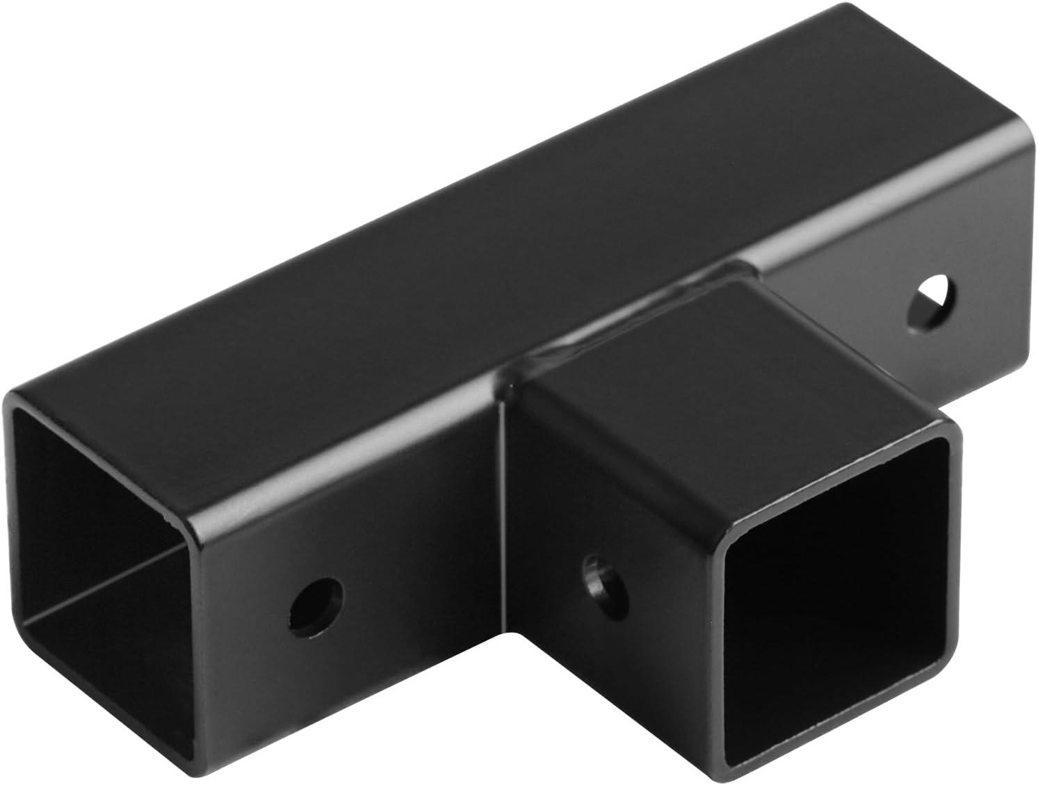 6 Pack 1 inch Black T Shape Square Tubing Connector, Heavy Duty 3 Way Tee Fitting for Railing Structures, 2 mm Thick