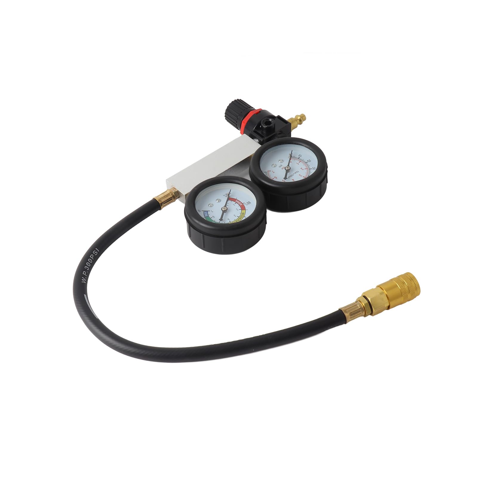 Generic Probador de Fugas de Cilindro, Herramienta de Detección de Doble Calibre para Control de Presión de Compresión del Motor de Gasolina, Kit Completo para Uso Universal